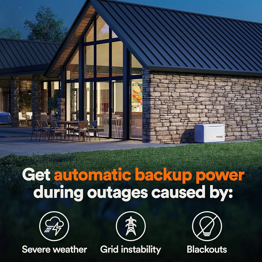 Generac Guardian 10kW Home Standby Generator, WiFi Monitoring