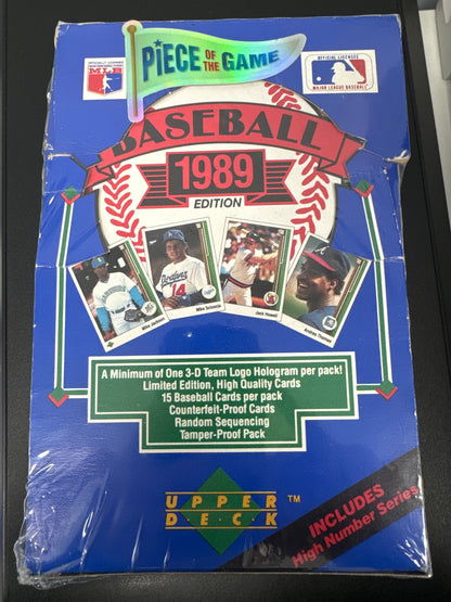 1989 Upper Deck High Number Series Baseball Box 36 Sealed Packs