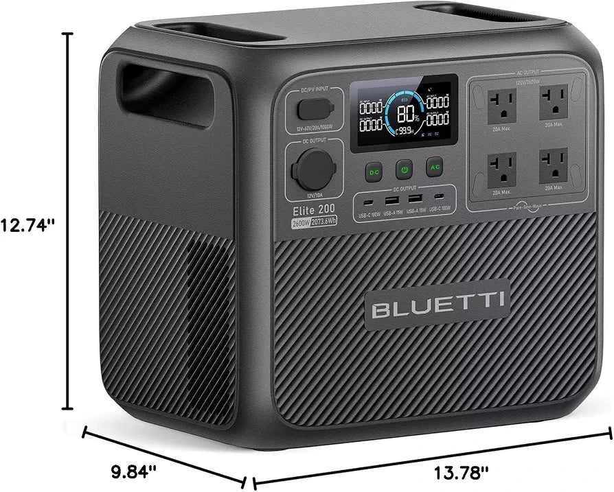 BLUETTI Elite 200 V2 Portable Power Station 2073.6Wh 2600W Solar Generator
