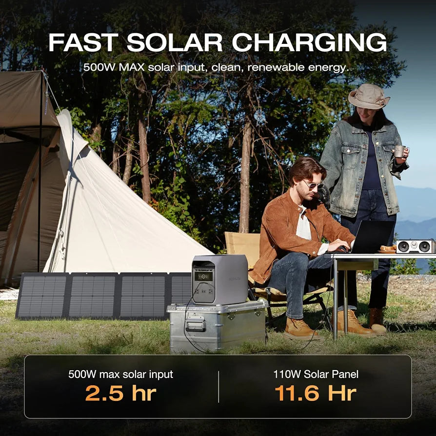 EF ECOFLOW Solar Generator Delta 3 Classic with 110W Solar Panel, 1024Wh