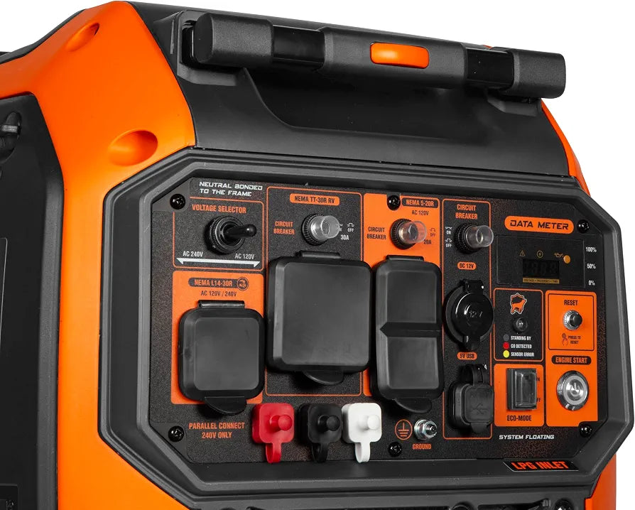 WEN 6800-Watt Dual Fuel RV-Ready Electric Start Portable Inverter Generator with Fuel Shut Off and CO Watchdog for Electric Vehicle Backup