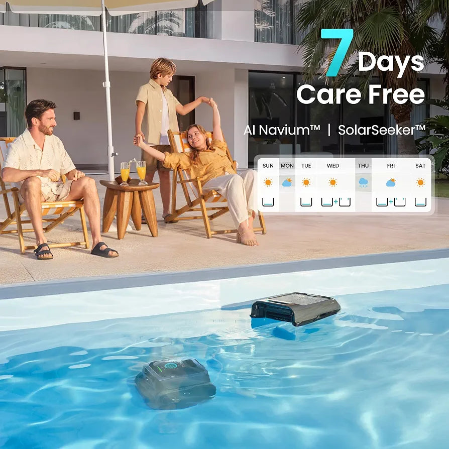 AIPER Experts Duo: Cordless Pool Cleaner Robot & Solar Pool Skimmer, Gray