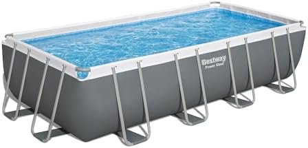 Bestway Power Steel 18′ x 9′ x 48″ Rectangular Metal Frame Above Ground Outdoor Swimming Pool Set with 1,500 GPH Filter Pump, Ladder, and Pool Cover