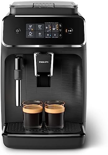 Philips 1200 Series Fully Automatic Espresso Machine, Classic Milk Frother, 2 Coffee Varieties, Intuitive Touch Display, 100% Ceramic Grinder, AquaClean Filter, Aroma Seal, Black (EP1220/04)