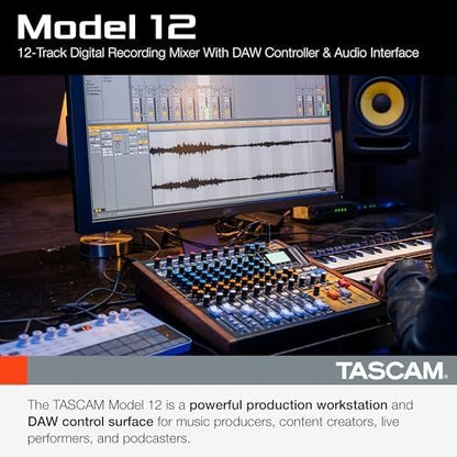 Tascam Model 12 All-in-One 12-track Digital Multitrack Mixing and Recording Studio, Mixer, USB Audio Interface and DAW Controller