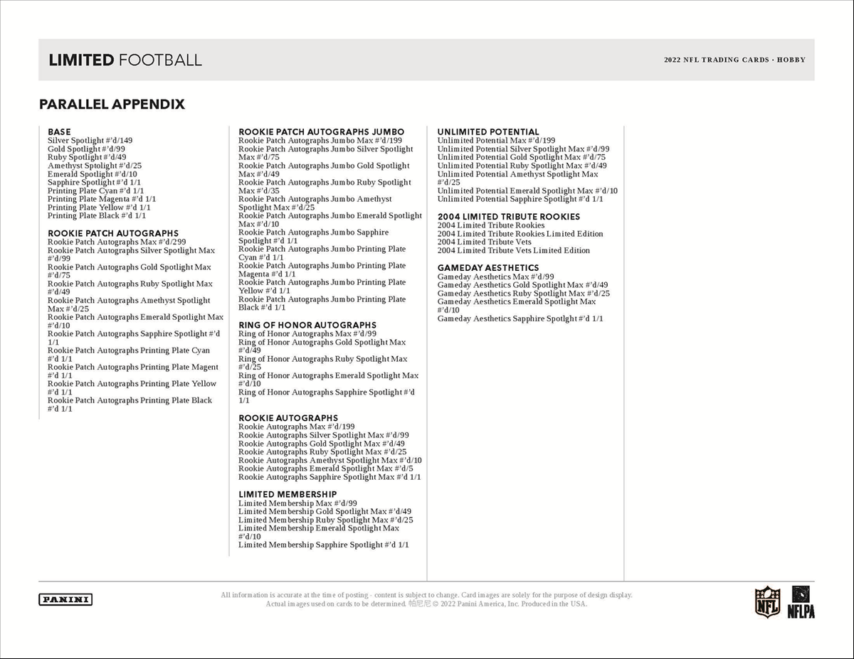 2022 Panini Limited Football Hobby Box