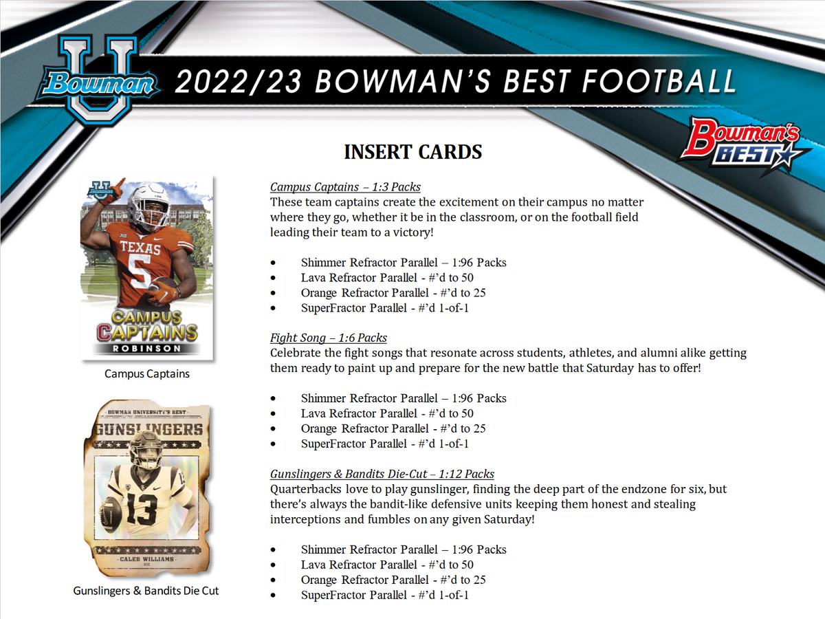 2022 Bowman's Best University Football Hobby 8 Box Case