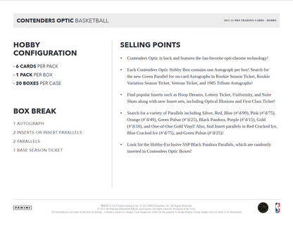 2022-23 Panini Contenders Optic Basketball Hobby Box