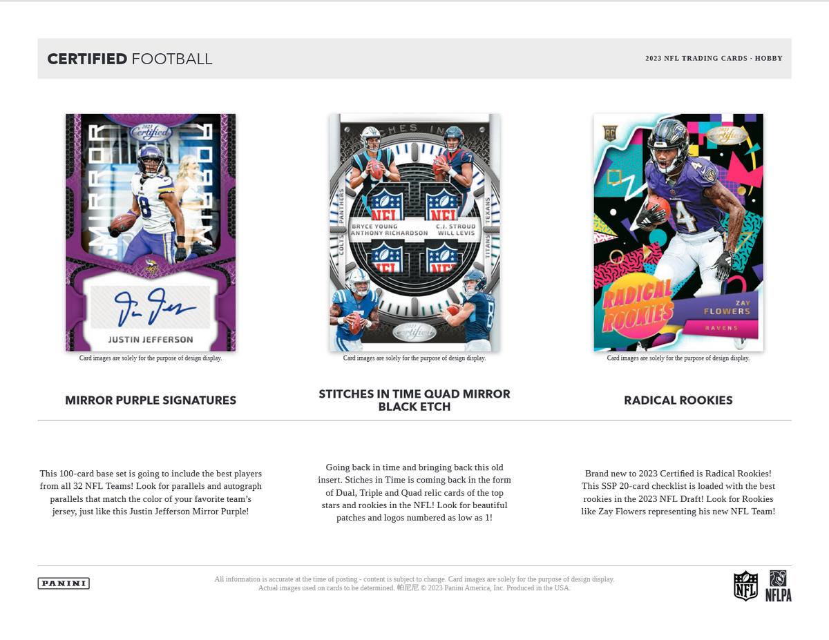 2023 Panini Certified Football Hobby 16 Box Case
