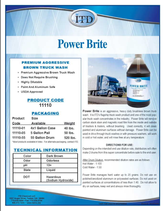 Power Brite – Heavy Duty & Aggressive Truck Wash 11110 1G