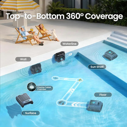AIPER Experts Duo: Cordless Pool Cleaner Robot & Solar Pool Skimmer, Gray