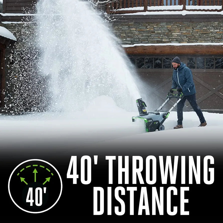 EGO Power+ 21" Electric Snow Blower, Gray/Black, Cordless Steel Auger, Includes  56V 5.0Ah Batteries and Dual Port Charger, SNT2112