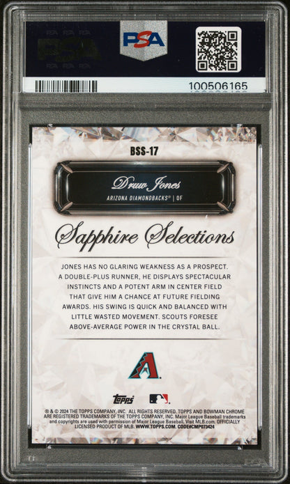 2024 Bowman Sapphire Edition Sapphire Selections Druw Jones Orange 25 PSA 10