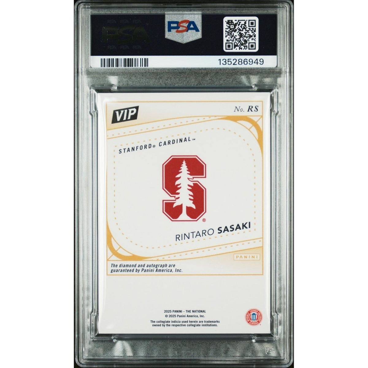 2025 Panini National Sports Collectors Convention Vip Gems Rintaro Sasaki #RS Autograph PSA 9