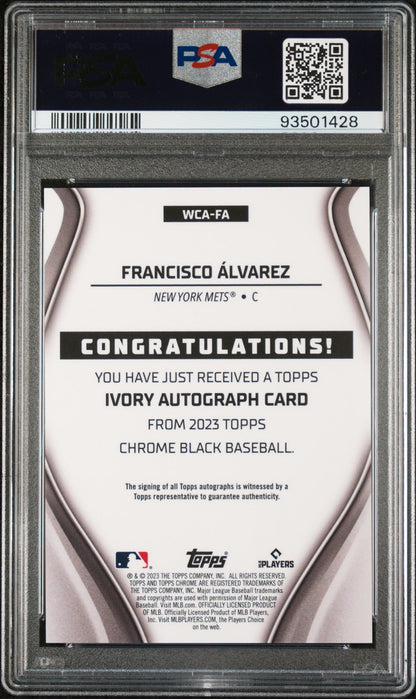 2023 Topps Chrome Black Ivory Autographs Francisco Alvarez #FA 09/50 PSA 9