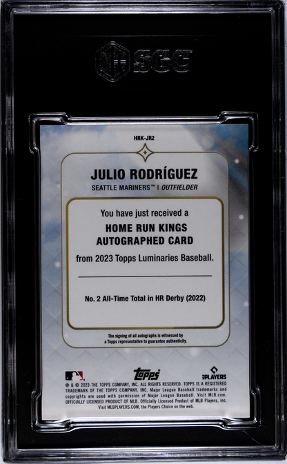 2023 Topps Luminaries Julio Rodriguez #HRK-JR2 Home Run Kings Autograph SGC 10