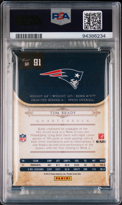 2011 Playoff National Treasures Tom Brady #91 Sample PSA A Auto A