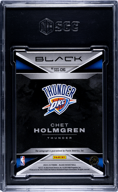 2022 Panini Black Chet Holmgren #SSS-CHG Smoke Show Sigs. Gold SGC 8.5 Auto 10