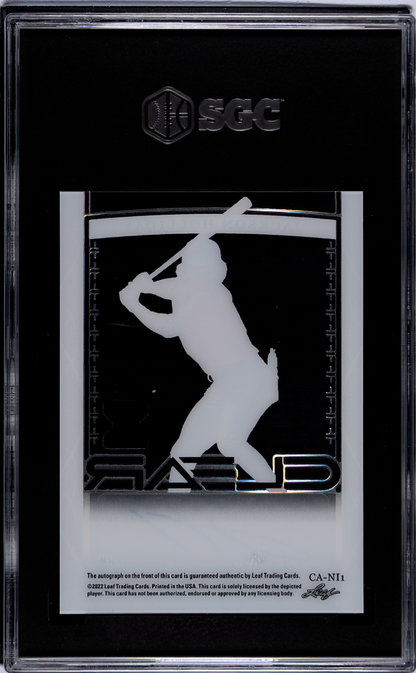 2022 Leaf Trinity Jackson Holliday #CA-NI1 Clear Silver  SGC 9 Auto 10  #/10