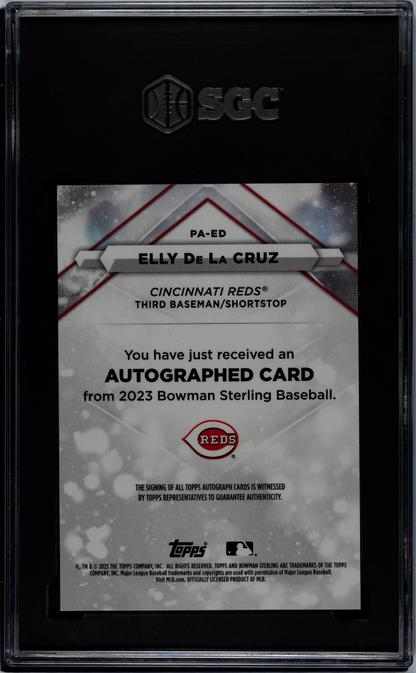 2023 Bowman Sterling Elly De La Cruz #PA-ED Pros. Autograph Wave Refractor SGC 9