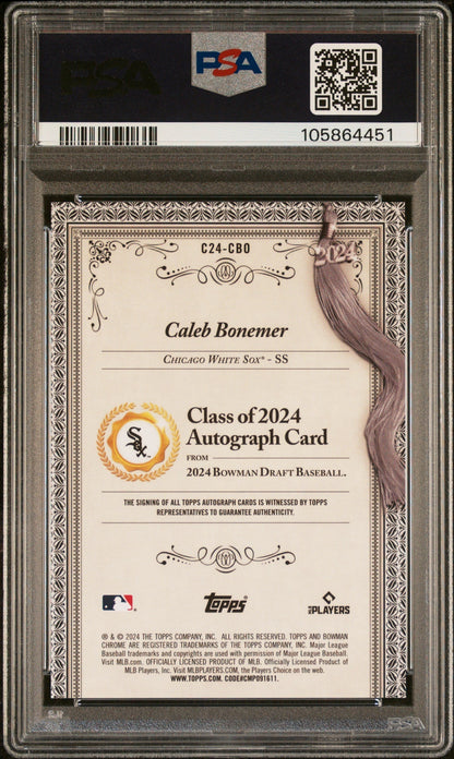 2024 Bowman Draft Class Of 2024 Auto Caleb Bonemer #C24CBO Gold Ref 16/50 PSA 10
