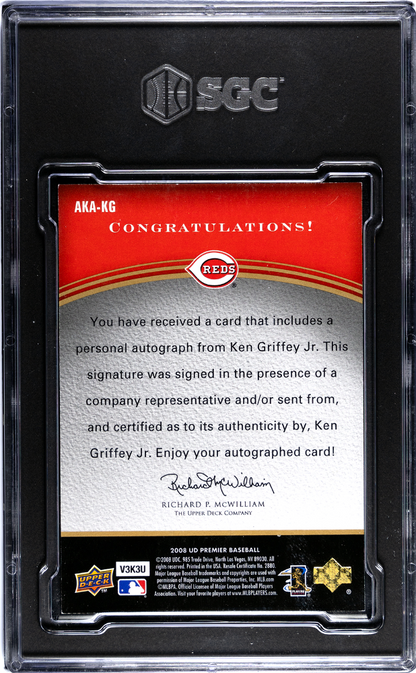 2008 Upper Deck Premier Ken Griffey JR. #AKA-KG Aka Sigs. SGC 8 #/25