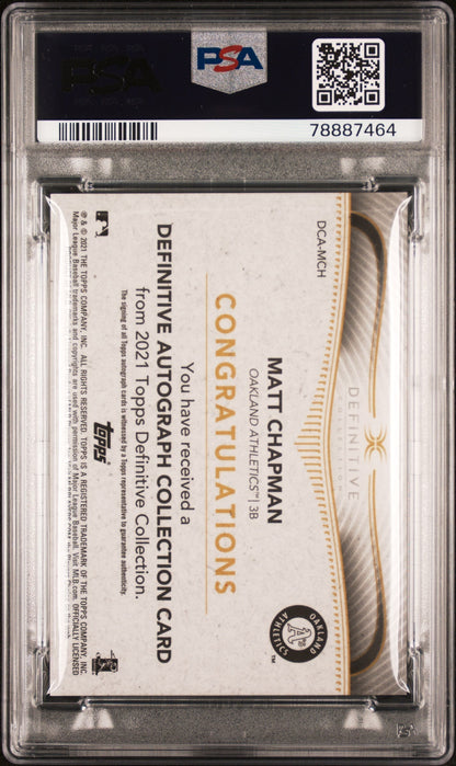2021 Topps Definitive Definitive Auto Matt Chapman #MCH Autograph /50 PSA 10