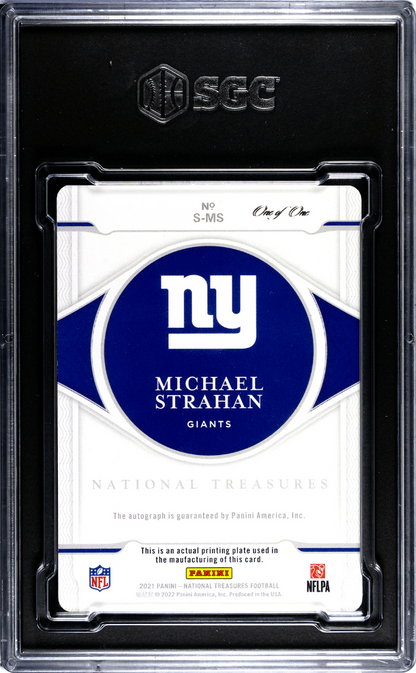 2021 Panini National Michael Strahan #S-MS Sigs. Yellow Plate SGC A Auto 10