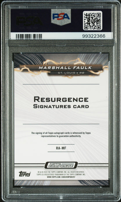 2023 Topps Resurgence Auto Marshall Faulk #RAMF Rsrgnc Superfractor 1/1 PSA 9