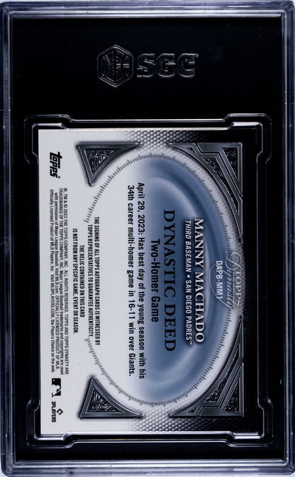 2023 Topps Dynasty Manny Machado #DAPB-MM1 Patch Vertical SGC 9 Auto 10