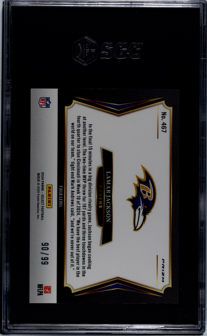2024 Panini Select Lamar Jackson #467 Tri Color Prizm SGC 8.5