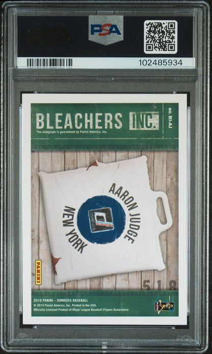 2019 Panini Donruss Bleachers Inc. Autographs Aaron Judge #BI-AJ PSA 10