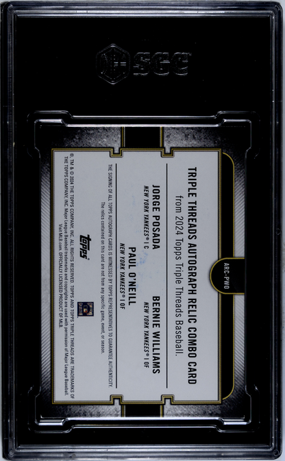 2024 Topps Triple  Williams O'neill Posada Relic Combo Emerald SGC 8 Auto 10