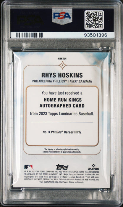2023 Topps Luminaries Home Run Kings Autog Rhys Hoskins  Red /10 PSA 10
