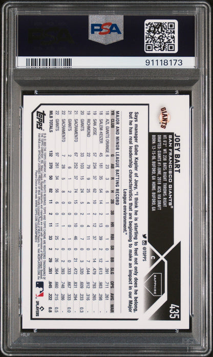 2023 Topps Chrome Sapphire Joey Bart #435 Orange 15/25 PSA 10