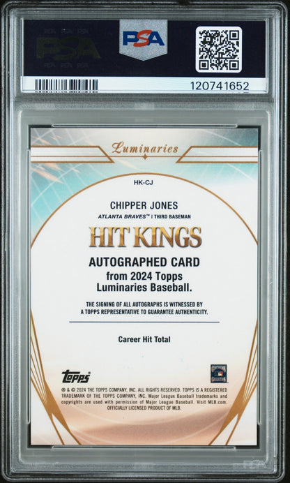 2024 Topps Luminaries Hit Kings Auto Chipper Jones #HKCJ 3 / 3 PSA 9 Auto 10