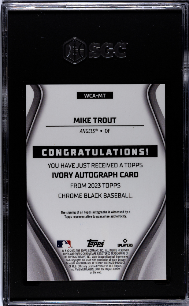 2023 Topps  Black Mike Trout #WCA-MT Ivory Auto Red Trim Refractor SGC Auto 10