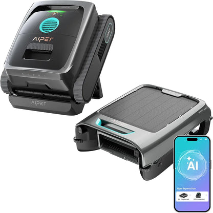 AIPER Experts Duo: Cordless Pool Cleaner Robot & Solar Pool Skimmer, Gray