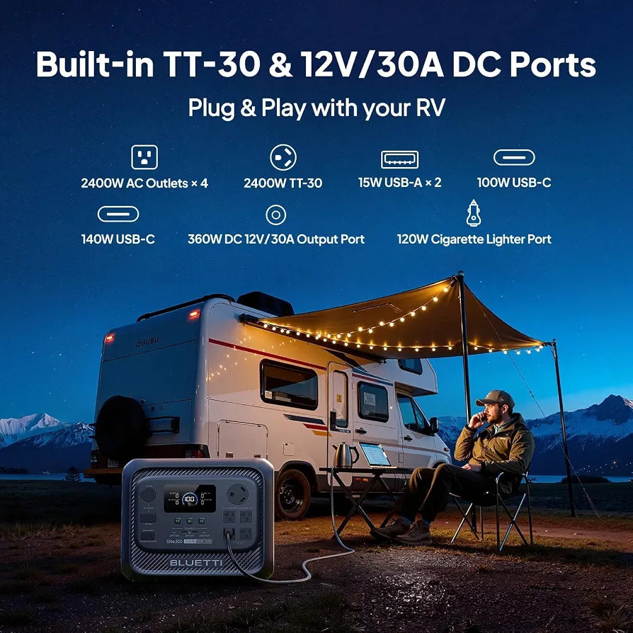 BLUETTI Elite 300 Portable Power Station with Solar Cable 3014.4Wh 2400W
