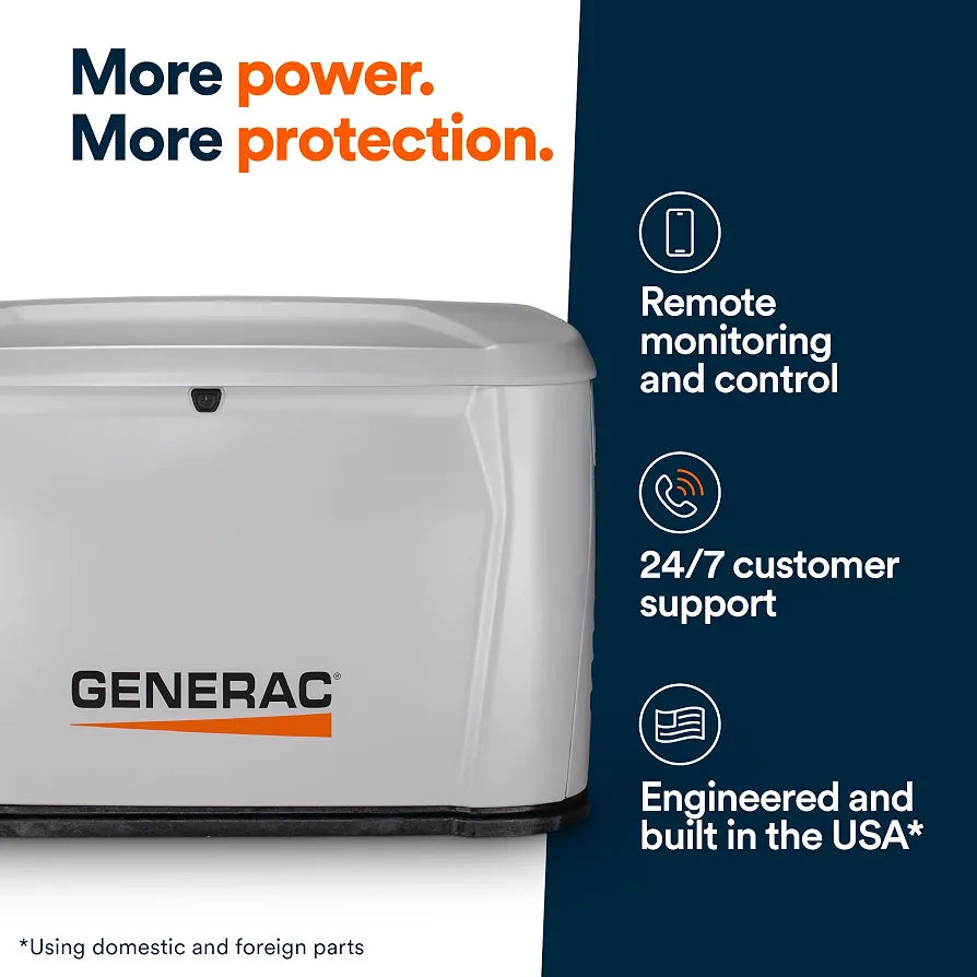 Generac 18kW Whole Home Generator, Transfer Switch & Cellular Capability