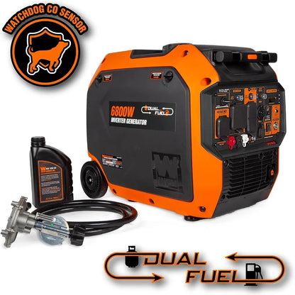 WEN 6800-Watt Dual Fuel RV-Ready Electric Start Portable Inverter Generator with Fuel Shut Off and CO Watchdog for Electric Vehicle Backup