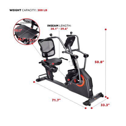 Sunny Health & Fitness Smart Recumbent Cross Trainer Elliptical Exercise Bike