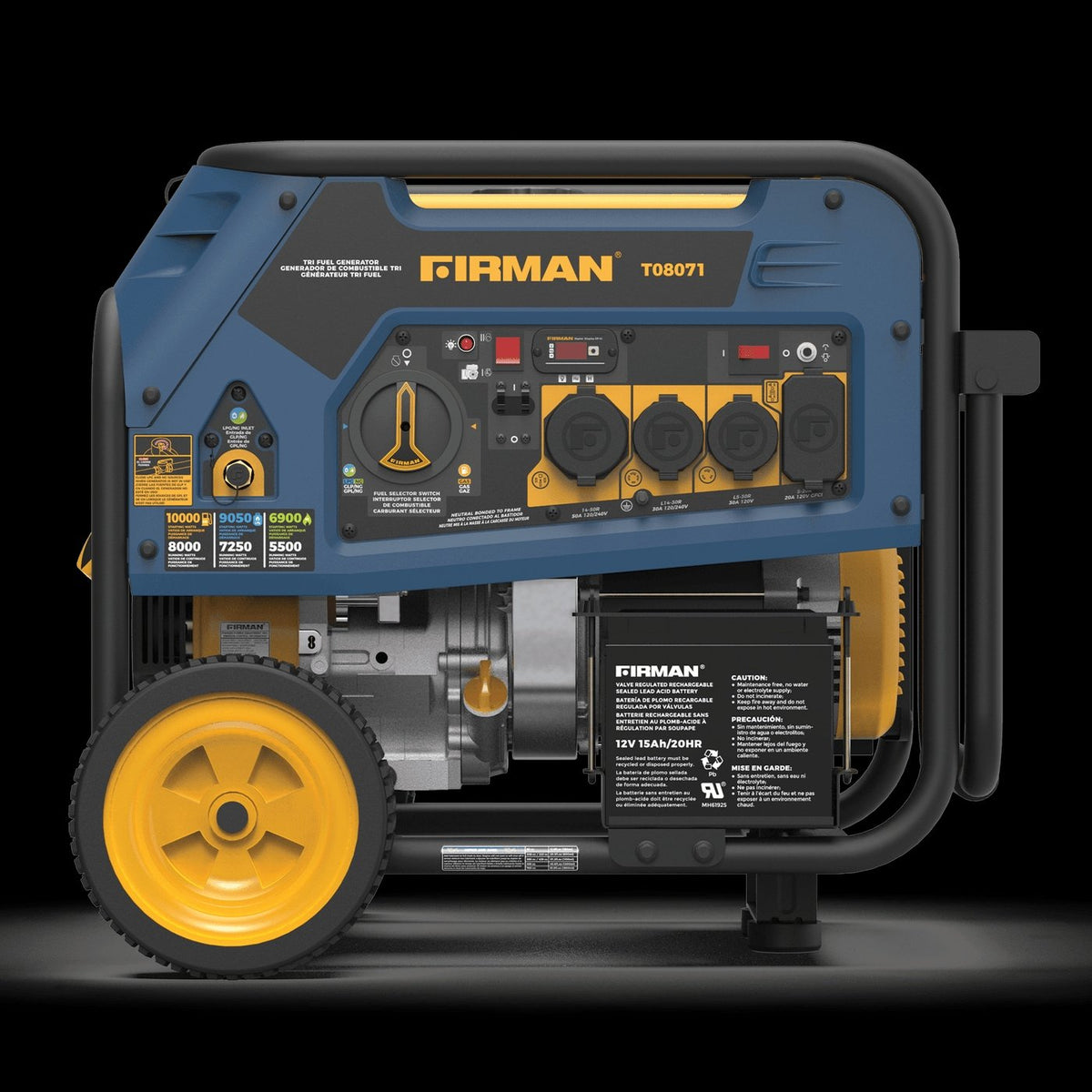 Generator 8000W/ 10,000W Tri Fuel Electric Start 120V/240V with Wheel Kit