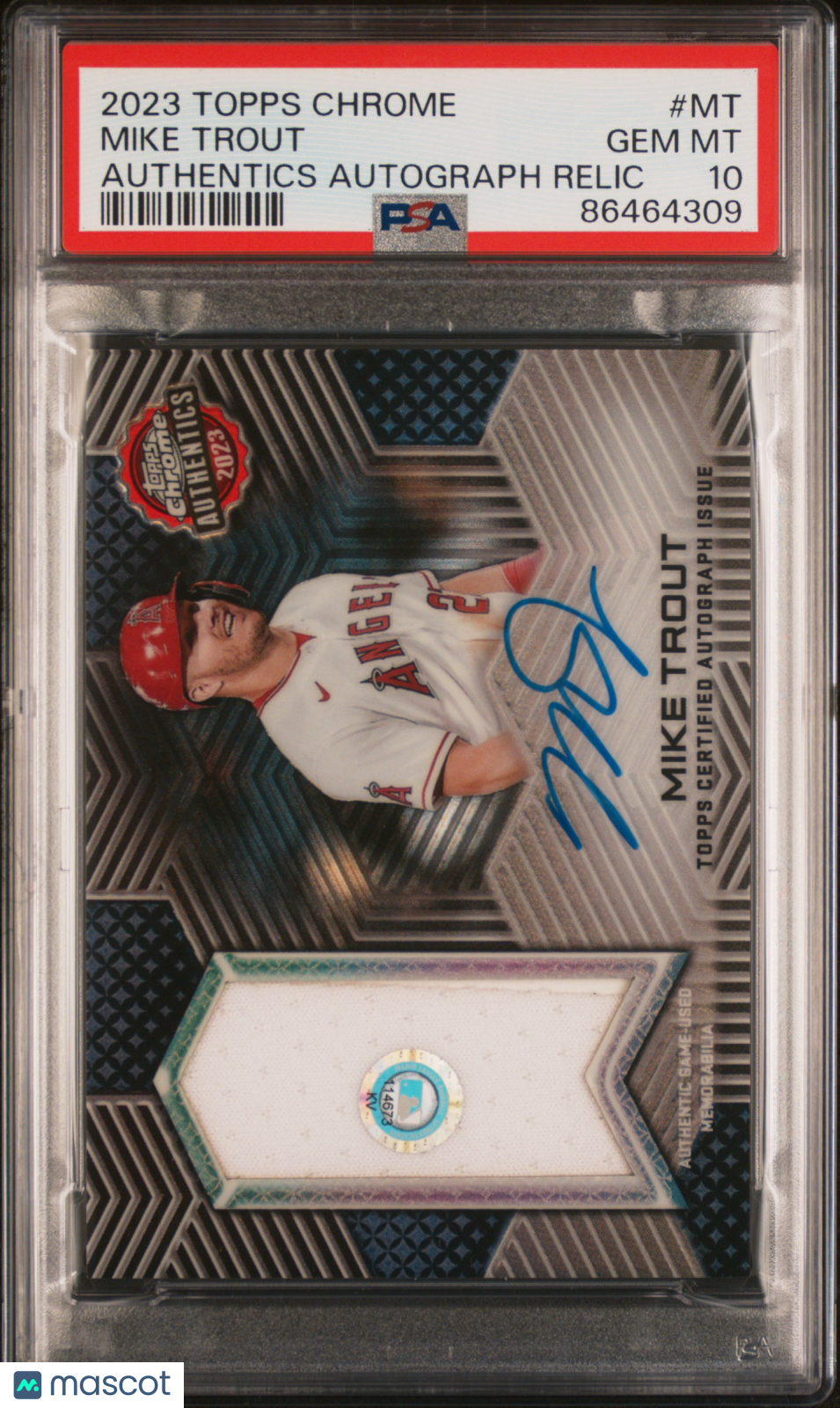 2023 Topps Chrome Topps Chrome Authentics Autograph Relic Mike Trout #MT PSA 10