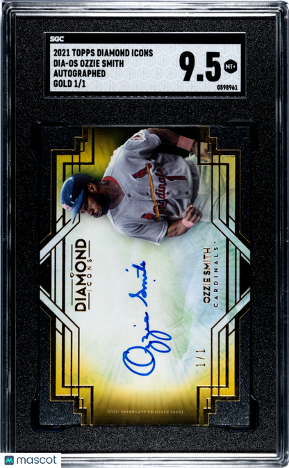 2021 Topps Diamond Icons Ozzie Smith #DIA-OS Autograph Gold SGC 9.5