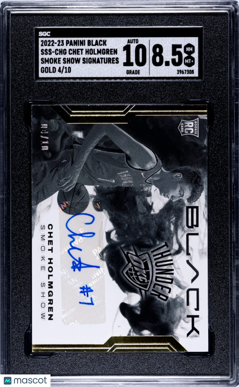 2022 Panini Black Chet Holmgren #SSS-CHG Smoke Show Sigs. Gold SGC 8.5 Auto 10