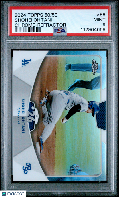 2024 Topps 50/50 Shohei Ohtani Shohei Ohtani #58 Chrome Refractor PSA 9