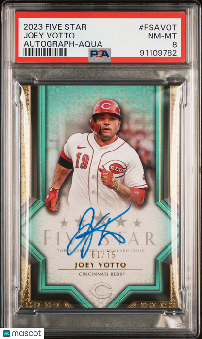 2023 Topps Five Star Autographs Joey Votto #FSAVOT Aqua PSA 8