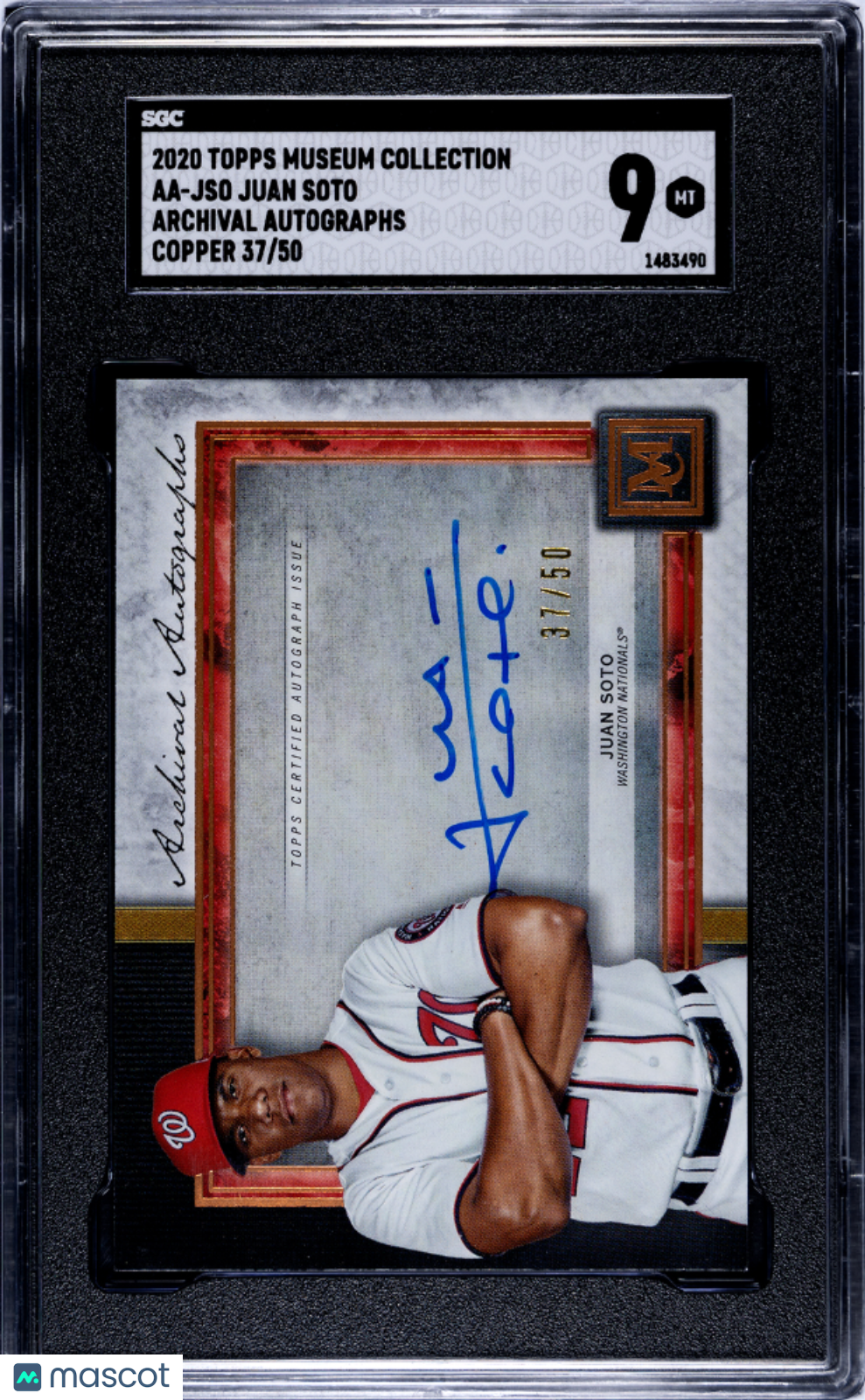 2020 Topps Museum Collection Juan Soto #AA-JSO Archival Autos. Copper SGC 9