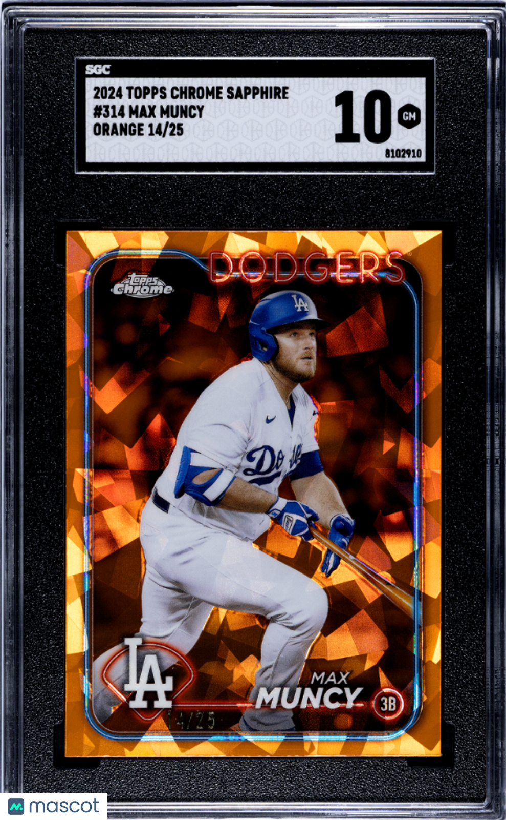 2024 Topps Chrome Sapphire Max Muncy #314 Orange SGC 10